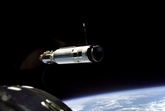 The Agena Target Vehicle as seen from Gemini 8 during rendezvous. Credit: NASA