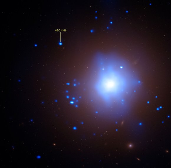 NGC 1399, an elliptical galaxy about 65 million light years from Earth.  Credit: NASA, Chandra