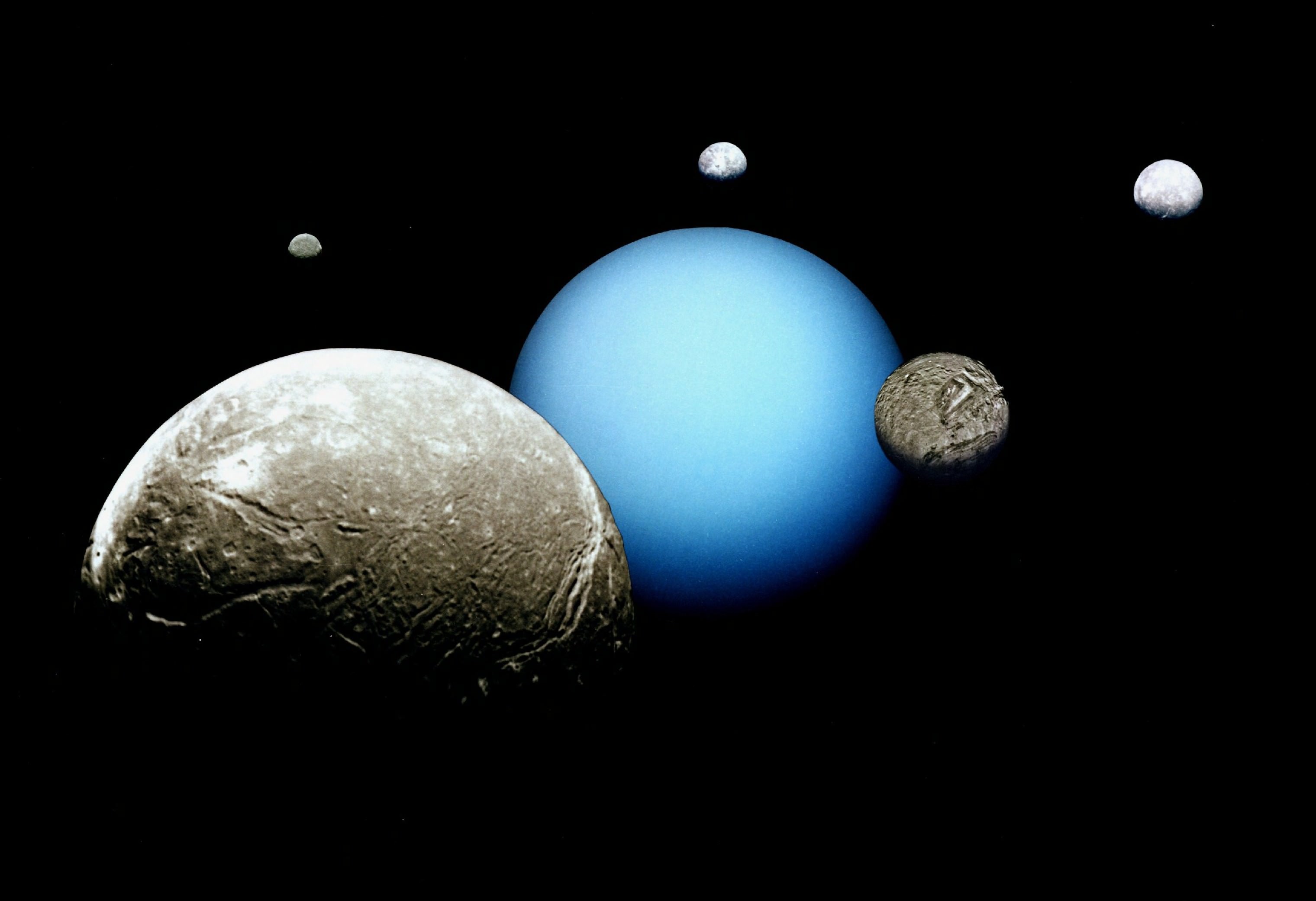 Uranus and its five major moons