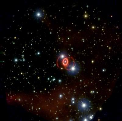  Three Rings of Gas Surround Supernova