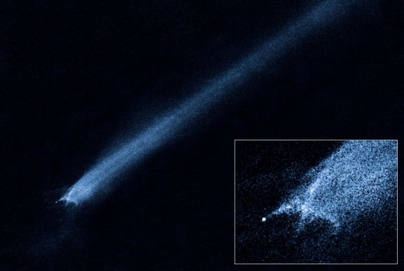 Suspected Asteroid Collision Leaves Odd X-Pattern of Trailing Debris