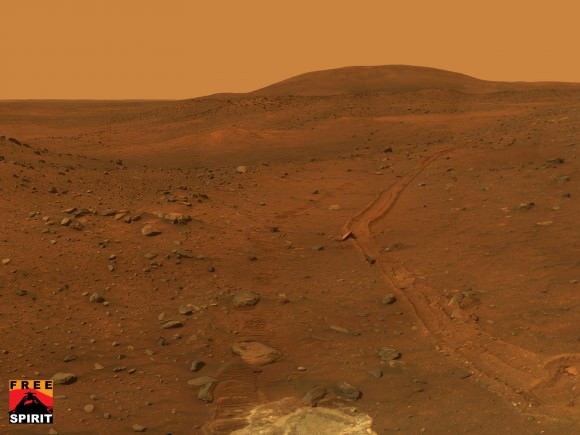 Spirit Embedded in Soft Soil on Mars