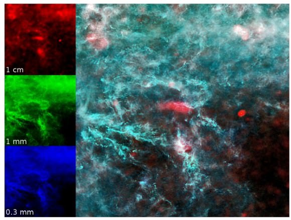 This sequence of images, showing a region where fewer stars are forming near the constellation of Perseus, illustrates how the structure and distribution of the interstellar medium can be distilled from the images obtained with Planck. Credit: ESA / HFI and LFI Consortia