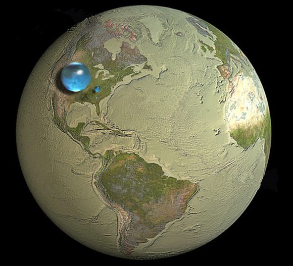 Illustration showing all of Earth's water, liquid fresh water, and water in lakes and rivers. Credit: Howard Perlman/USGS/Jack Cook/WHOI