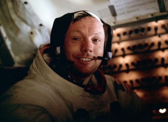 Neil A. Armstrong inside the Lunar Module after EVA