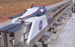Different technologies to push a spacecraft down a long rail have been tested in several settings, including this Magnetic Levitation (MagLev) System evaluated at NASA's Marshall Space Flight Center. Engineers have a number of options to choose from as their designs progress. Photo credit: NASA