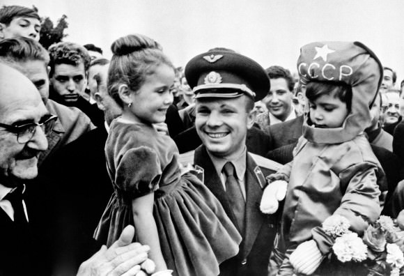 Yuri Gagarin, the first man in space, during his visit to France in 1963. Credit: Ria Novosti