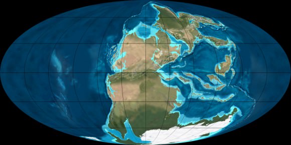 The super-continent Pangea during the Permian period (300 - 250 million years ago). Credit: NAU Geology/Ron Blakey
