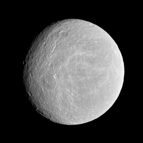 Rhea, as seen by Cassini. Credit: NASA