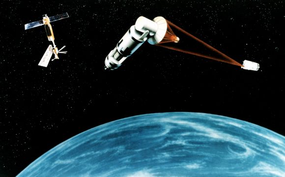 An artist's concept of a Space Laser Satellite Defense System. Credit: USAF
