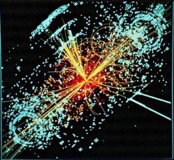 Bosons, fermions and other particles after a collsion. Credit: CERN
