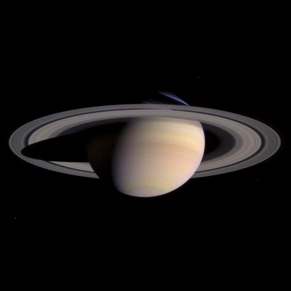 Saturn, imaged by Cassini on approach. Credit: CICLOPS