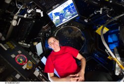 Nicole Stott, STS-133 mission specialist, is pictured in the Cupola of the International Space Station. Credit: NASA