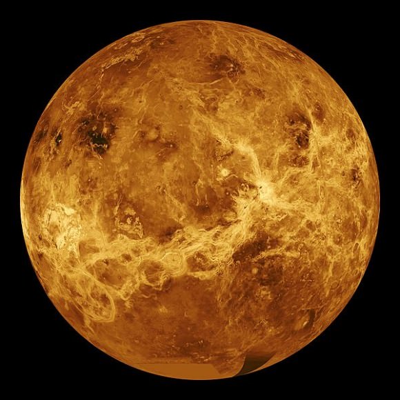 Venus, image taken by Magellan using Synthetic Aperture Radar (SAR). Credit: NASA/JPL