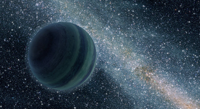 Artist's concept of a free-floating Jupiter-like planet. We don't know how many FFPs there might be in the Milky Way, but finding one with steady biosignatures would almost certainly be a biotechnosignature. (NASA / JPL-Caltech)