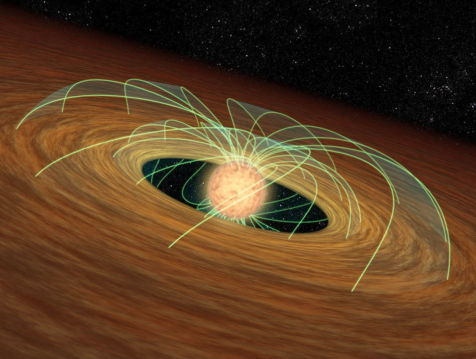 Forming Star's Magnetic Field Interacting With Disc Credit: NASA/JPL-Caltech/R. Hurt (SSC).