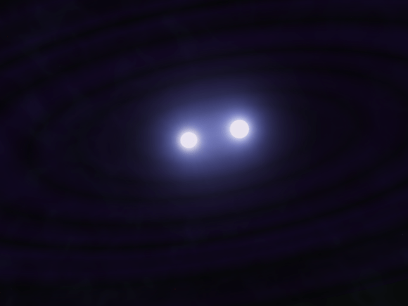 Artist's impression of white dwarf binary pair CSS 41177. Image: Andrew Taylor.