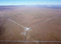 Laser Interferometer Gravitational-Wave Observatory  Hanford installation - each arm extends for four kilometres. Credit: Caltech.