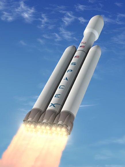 An artist's drawing of the Falcon Heavy. Credit: SpaceX