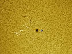 The Earth compared to Sunspot 1312 on 10-10-11. Credit: Ron Cottrell.