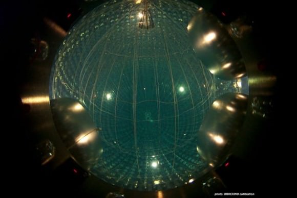 View from inside the Borexino neutrino detector. Image Credit: Borexino Collaboration