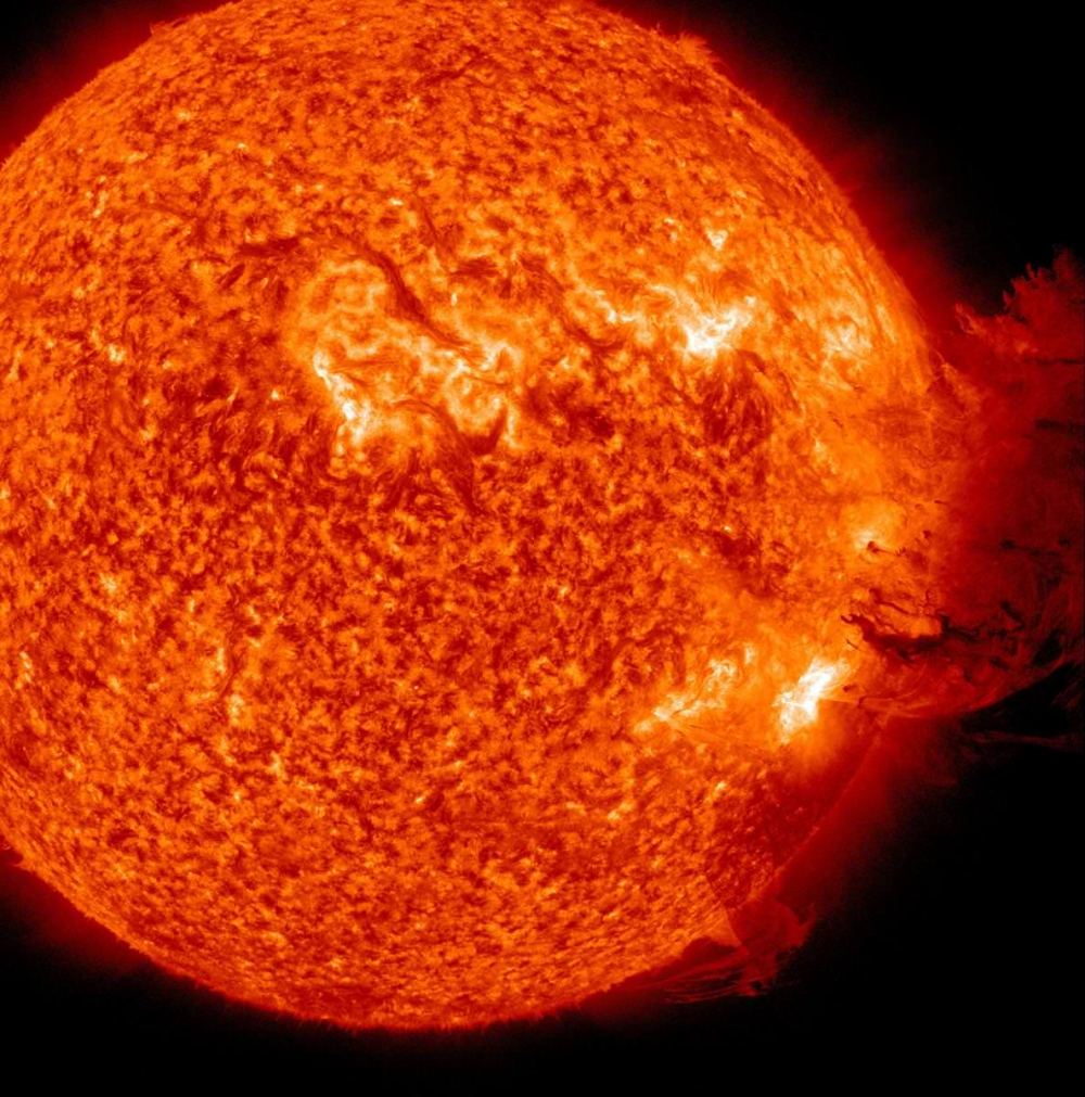 Coronal Mass Ejection as viewed by the Solar Dynamics Observatory on June 7, 2011. A similar type of outburst triggered aurorae during a strong geomagnetic storm in February 1872. Image Credit: NASA/SDO