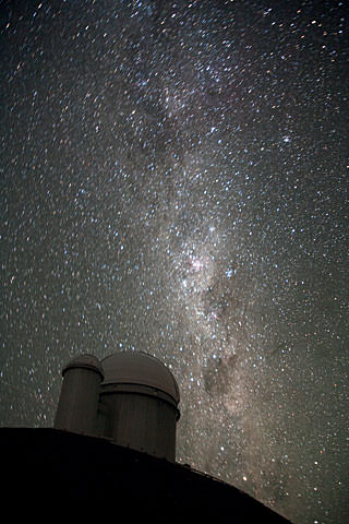 The Milky Way over the ESO 3.6-metre Telescope, a photo submitted via Your ESO Pictures Flickr Group.  Credit:  ESO/A. Santerne