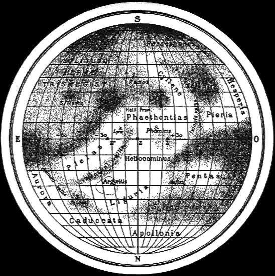 Map of Mercury prepared by E.M. Antoniadi in the 1920's. Credit: airandspace.si.edu
