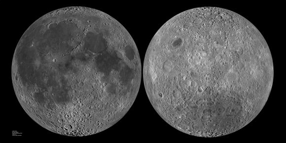 The two sides of the Moon. Image credit: LRO