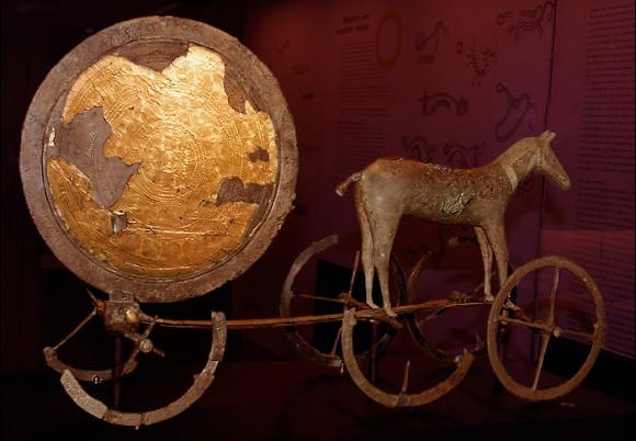 The gilded side of the Trundholm sun chariot. Credit: Public Domain