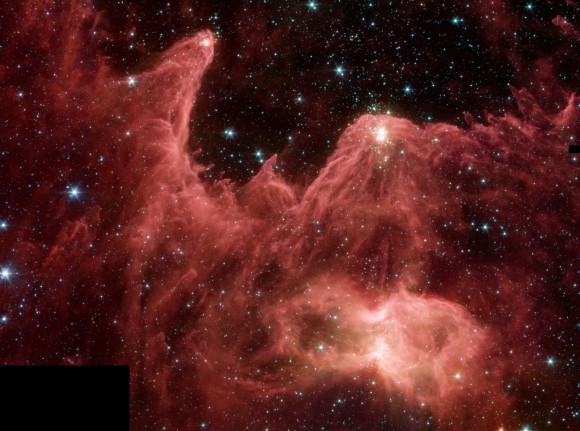 The 'Mountains of Creation' in the W5 region near Perseus, taken by the Spitzer Space Telescope. Credit: NASA / JPL-Caltech / CfA