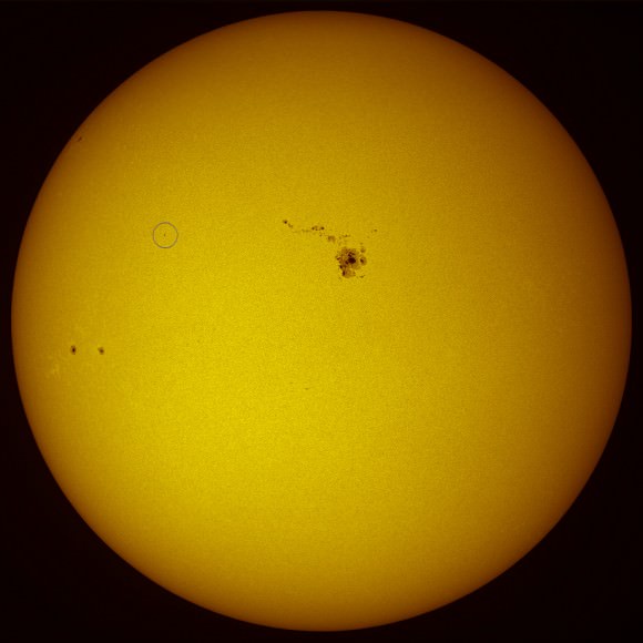 First image of a solar transit of Tiangong-1, the first module of the Chinese space station, taken from Southern France on May 11th 2012. Credit: Thierry Legault. Used by permission. 