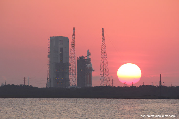 Sun rises behind Delta 4 Heavy launch of  NROL-15 for the NRO on June 29, 2012 from Cape Canaveral Air Force Station at Space Launch Complex-37.  Credit: Ken Kremer/kenkremer.com