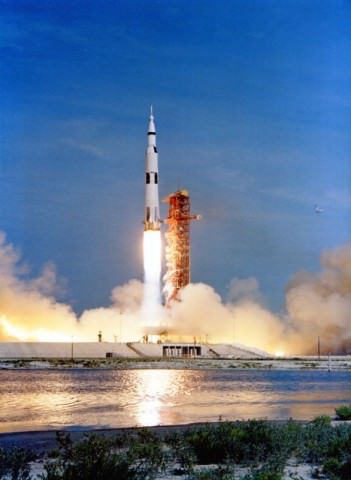 Apollo 11 liftoff from Pad 39 at the Kennedy Space Center on July 16, 1969. Credit: NASA