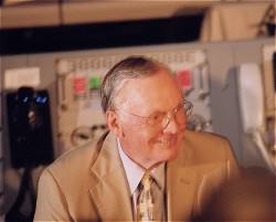 Neil Armstrong at the Kennedy Space Center (KSC) Saturn V Exhibit (Control Room) for the 30th Anniversary of Apollo 11 on July 16, 1999. Credit: John Salsbury