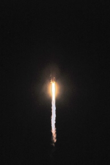 The TDRS-K launch at the beginning of the roll program. Credit: John O'Connor/nasatech.