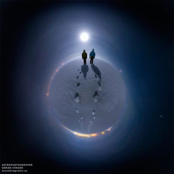 Planet Moon? A panoramic view from Östersund, Sweden. Credit and copyright:  Göran Strand