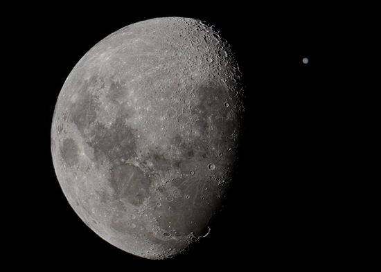 The Moon versus Jupiter during the previous occultation of the planet last month. (Image courtesy of Luis Argerich at Nightscape Photography; used with permission).  