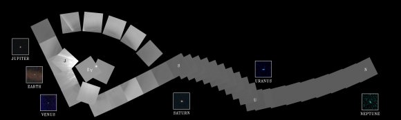 Full mosaic of Voyager 1 images taken on Feb. 14, 1990 (NASA/JPL)