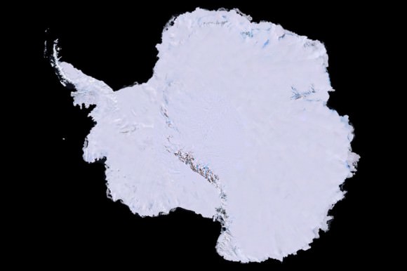 A 3-D map of Antarctica using 1,100 images from the Landsat 7 satellite. Credit: Landsat
