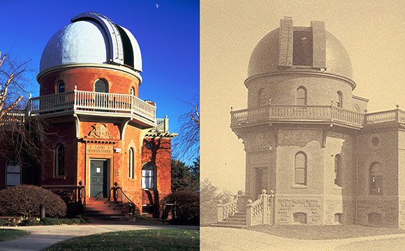 Ladd Observatory today and after its opening in 1891. (Brown University)