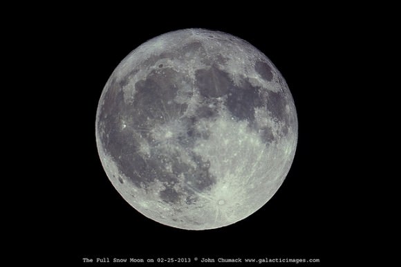 The full Snow Moon on 02-25-2013 as seen from  Dayton, Ohio USA. Credit and copyright: John Chumack.