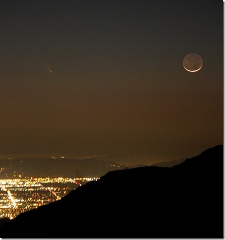 Comet PANSTARRS from 3/12/2013 at about 7:50 pm. up on Mt. Wilson above Los Angeles. Credit: Tim Song Jones. 