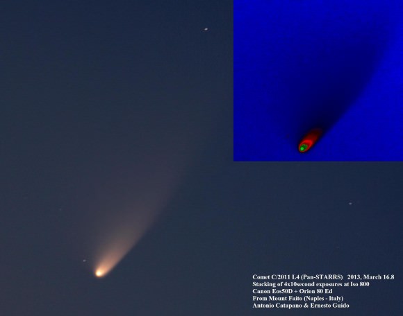 Comet C/2011 L4 (PANSTARRS) taken on March 16 from Mount Faito (Naples, Italy). Credit and copyright: Ernesto Guido & Antonio Catapano
