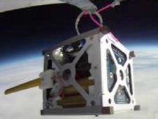 A PhoneSat 1.0 during a balloon test flight. (Credit: NASA).