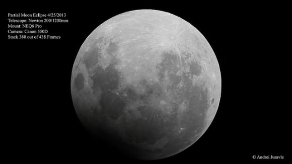 The small, shallow eclipse on April 25, 2013. Credit and copyright: Andrei Juravle. 