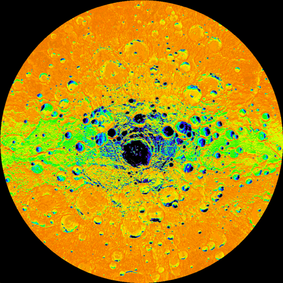 Illumination map of Mercury's south polar region (Pub. March 2012)
