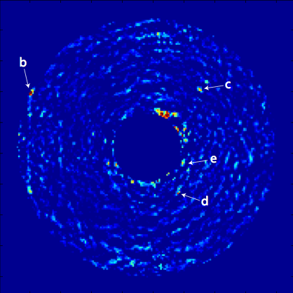 Direct image of the HR 8799 system.  The star has been blocked and all four planets can clearby be seen. Credit: Oppenheimer et al. 2013 