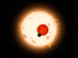 Kepler-16b is but one example of an uncanny world.  It orbits two suns. Credit: Discovery