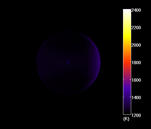 A Spitzer-generated exoplanet weather map showing temperatures on a hot Jupiter HAT-P-2b.